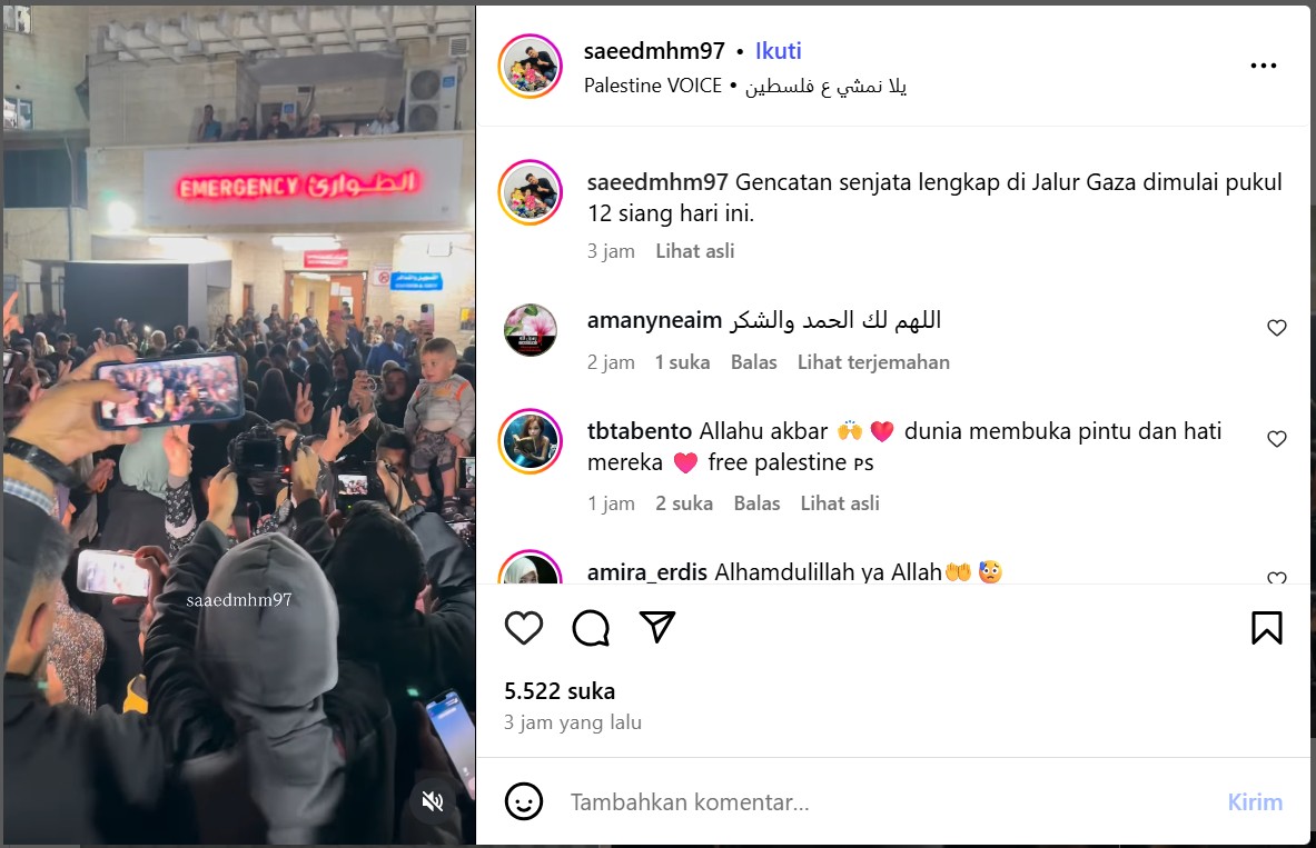 Hamas Umumkan Perjanjian Akhir Perang Gaza, Warga Gaza Rayakan Kemenangan